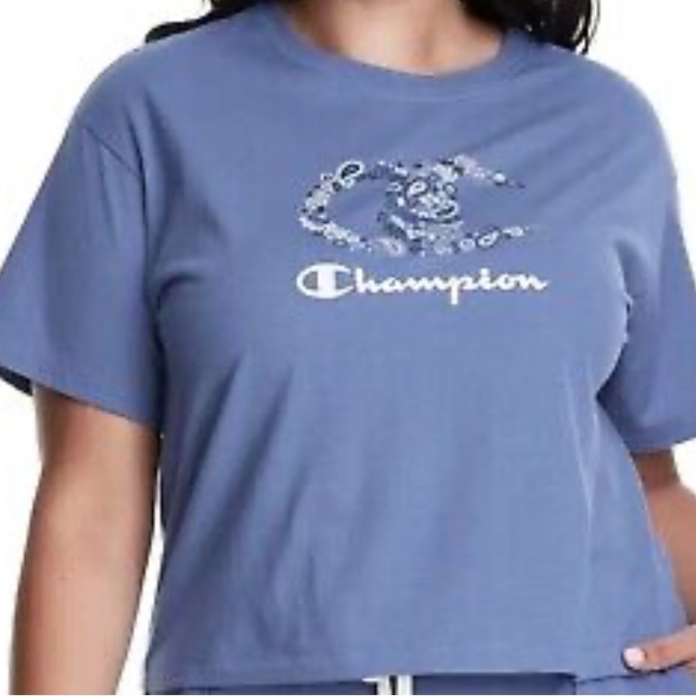 Champion Floral Blue‎ Crop T-Shirt